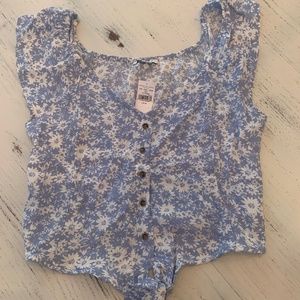 Blue and White floral tank top american eagle
